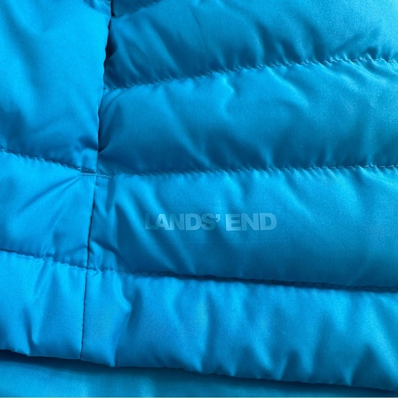 Lands End Puffer Vest SZ Large 14-16 Robins Egg Blue Full Zip Pockets READ - Picture 6 of 9